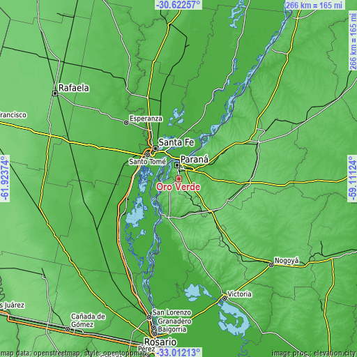 Topographic map of Oro Verde