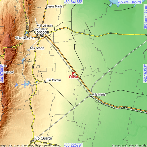 Topographic map of Oliva