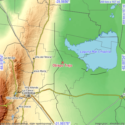 Topographic map of Obispo Trejo
