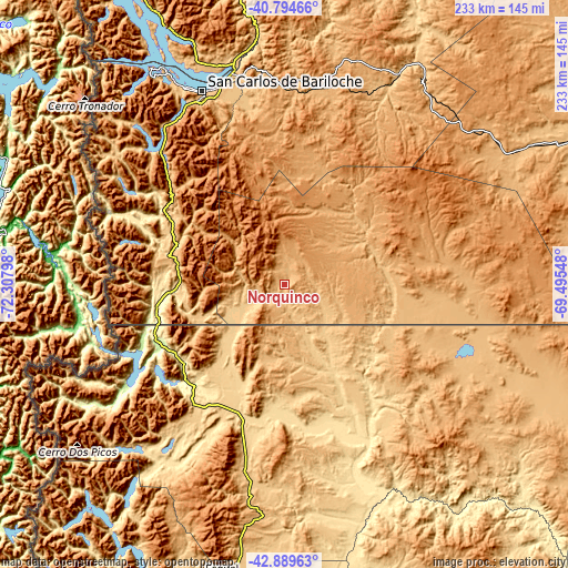 Topographic map of Ñorquinco