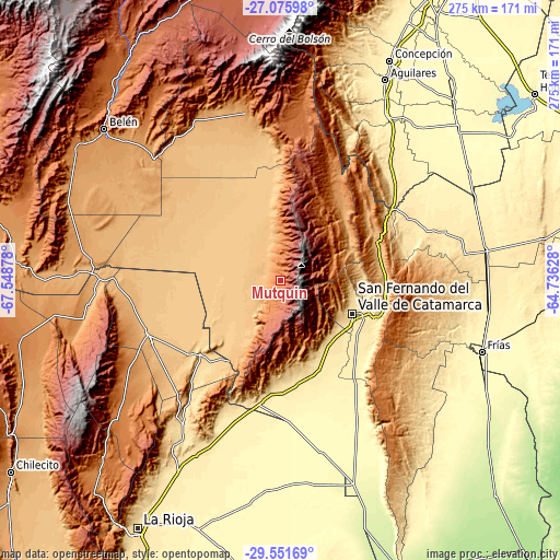 Topographic map of Mutquín