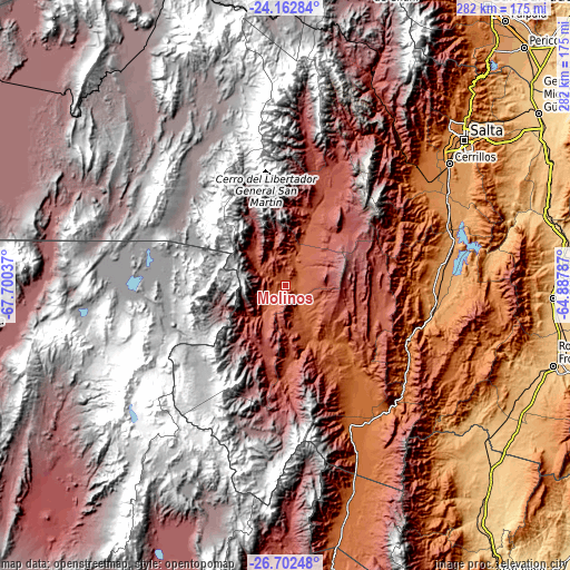 Topographic map of Molinos