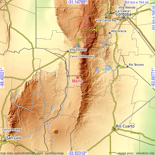 Topographic map of Merlo