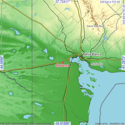 Topographic map of Médanos