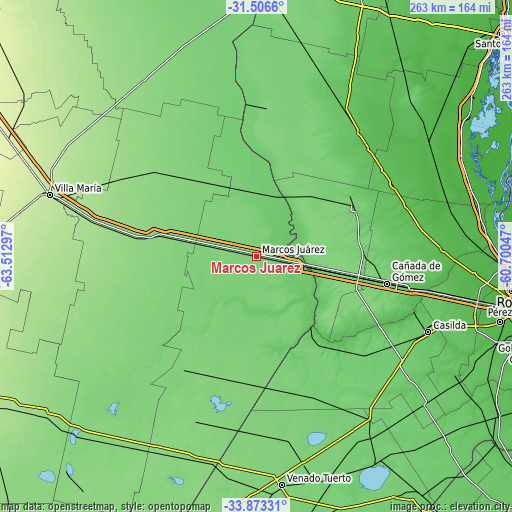 Topographic map of Marcos Juárez