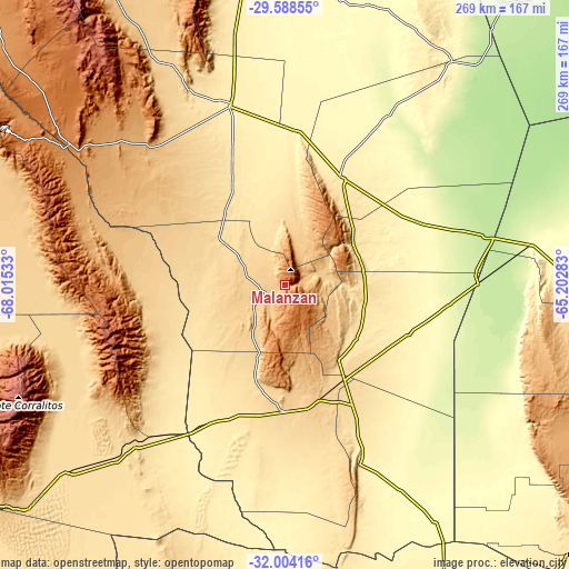 Topographic map of Malanzán