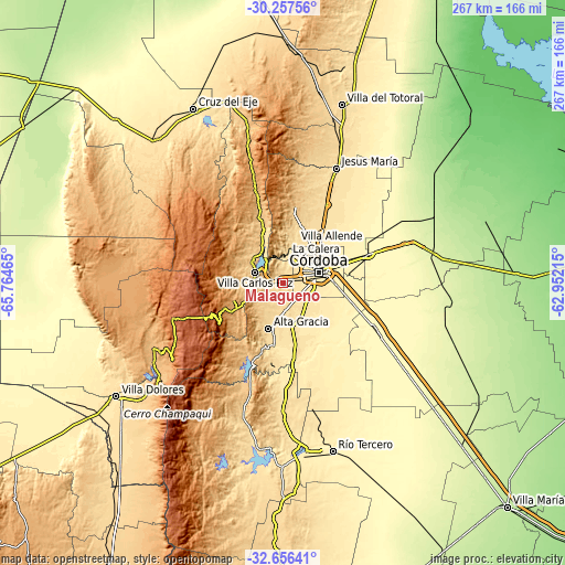 Topographic map of Malagueño