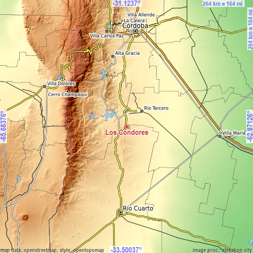 Topographic map of Los Cóndores