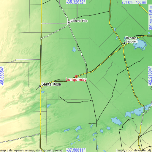 Topographic map of Lonquimay