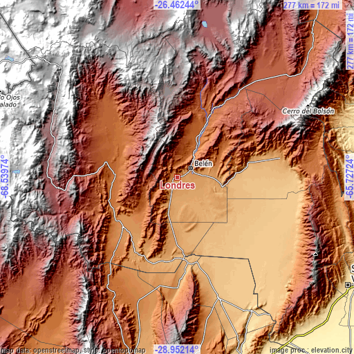 Topographic map of Londres