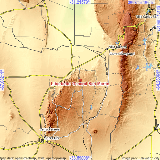 Topographic map of Libertador General San Martín