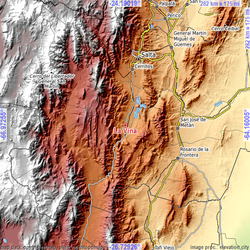 Topographic map of La Viña