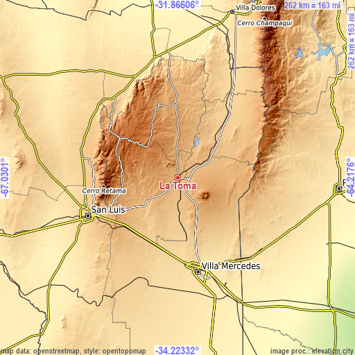 Topographic map of La Toma