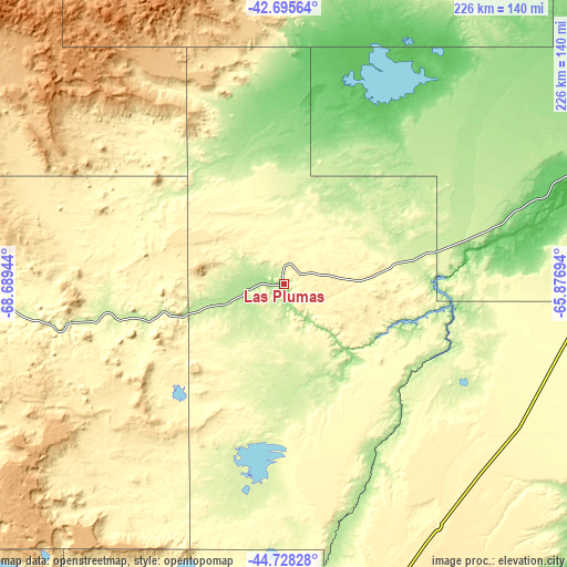 Topographic map of Las Plumas