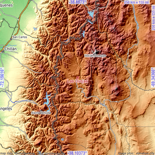 Topographic map of Las Ovejas