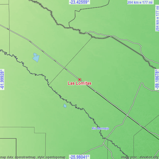 Topographic map of Las Lomitas