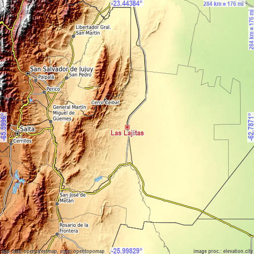 Topographic map of Las Lajitas