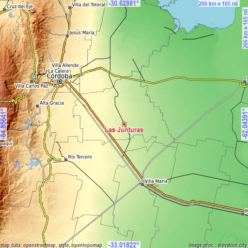 Topographic map of Las Junturas