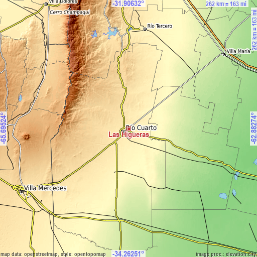 Topographic map of Las Higueras