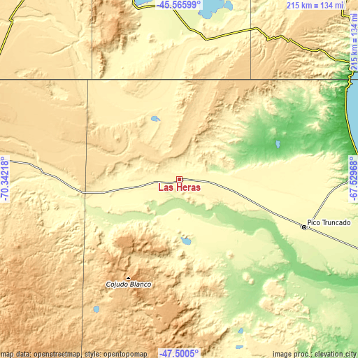 Topographic map of Las Heras