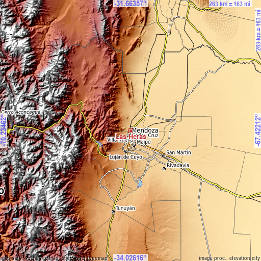 Topographic map of Las Heras