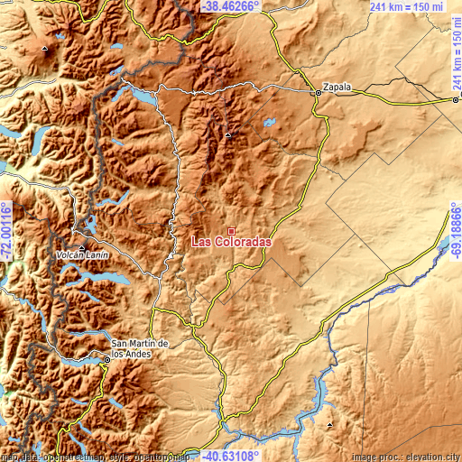 Topographic map of Las Coloradas