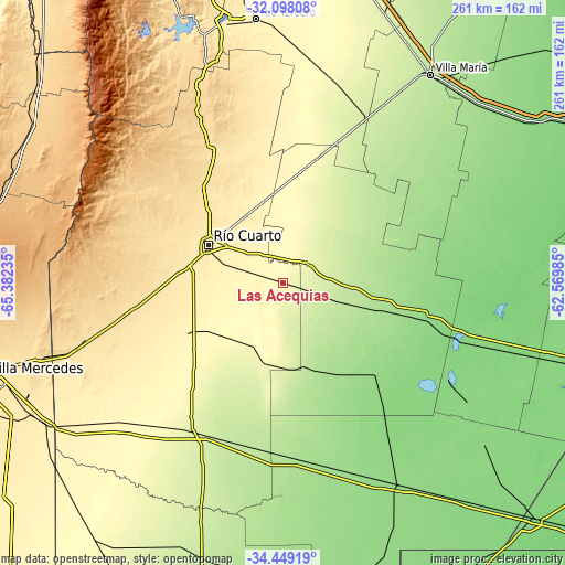 Topographic map of Las Acequias