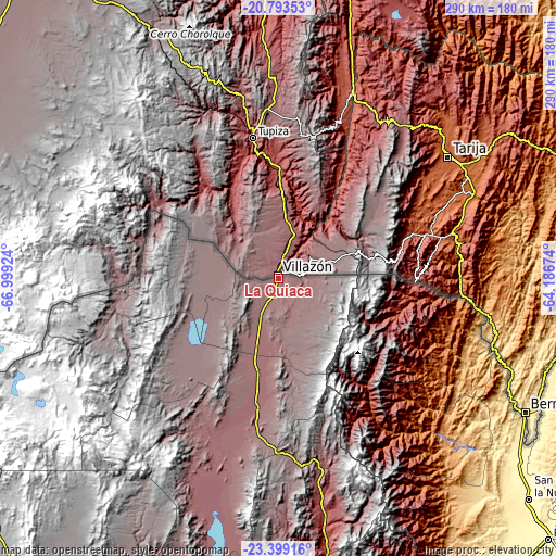 Topographic map of La Quiaca