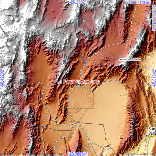 Topographic map of La Puerta de San José