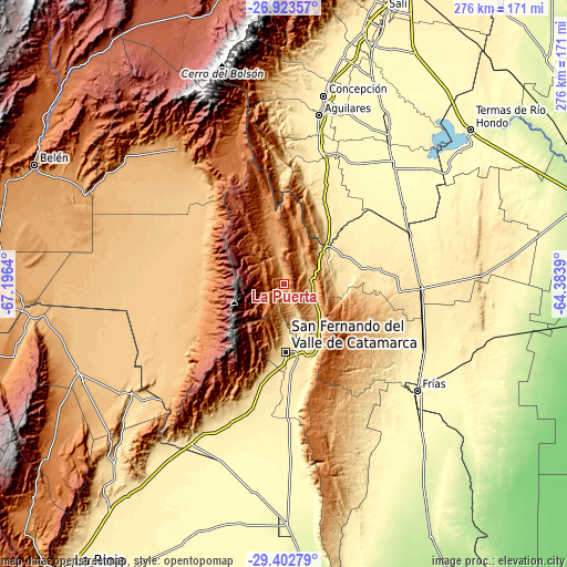 Topographic map of La Puerta
