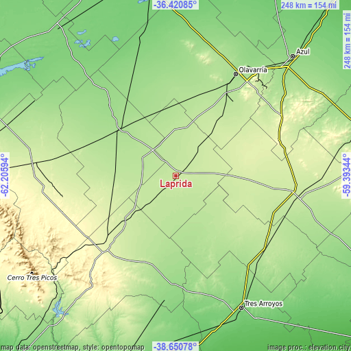 Topographic map of Laprida