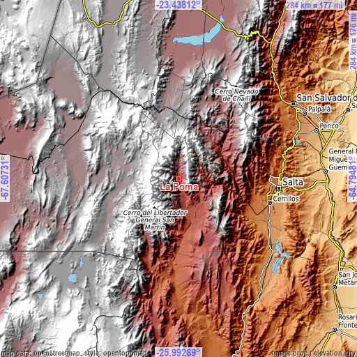 Topographic map of La Poma