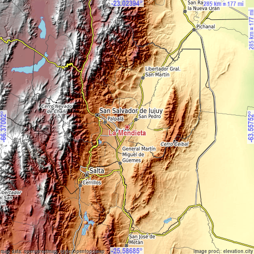 Topographic map of La Mendieta