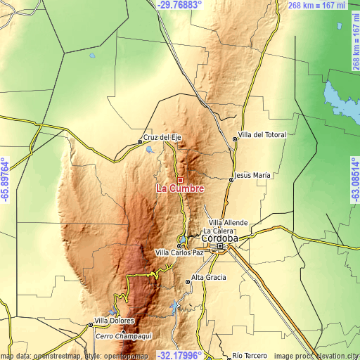 Topographic map of La Cumbre