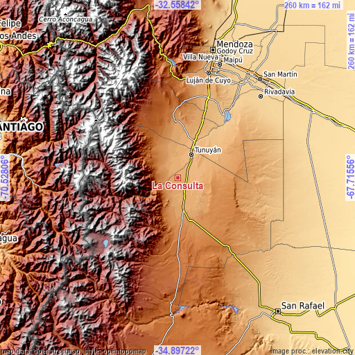 Topographic map of La Consulta