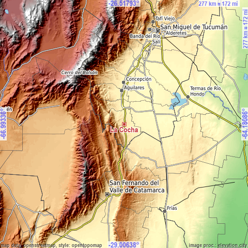 Topographic map of La Cocha