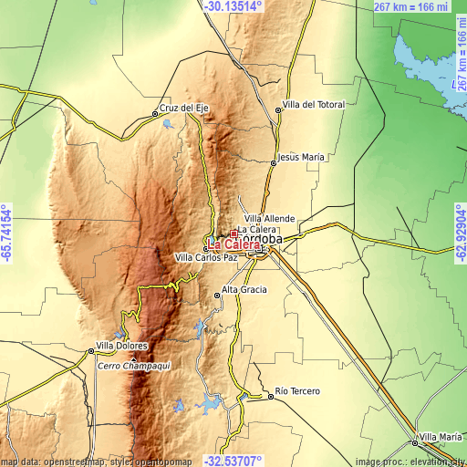 Topographic map of La Calera