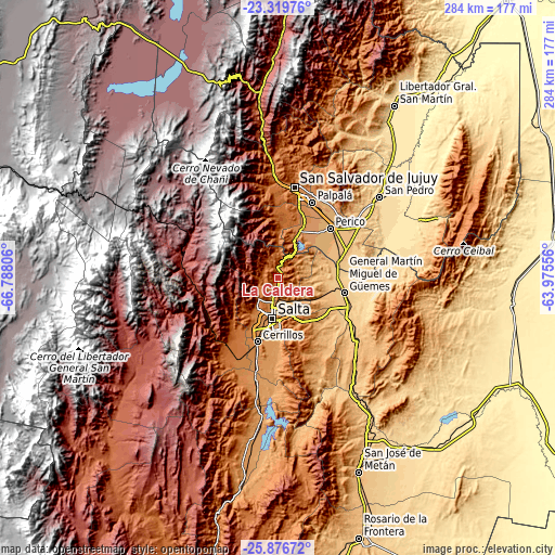 Topographic map of La Caldera