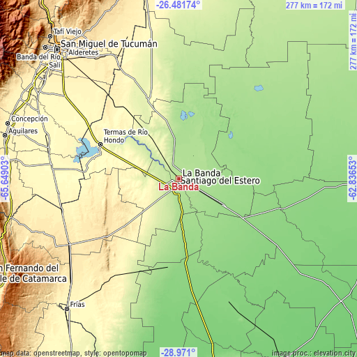 Topographic map of La Banda