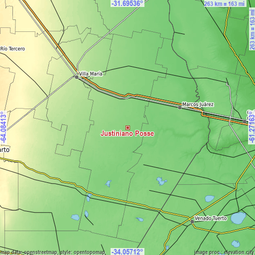 Topographic map of Justiniano Posse