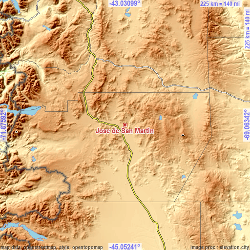 Topographic map of José de San Martín