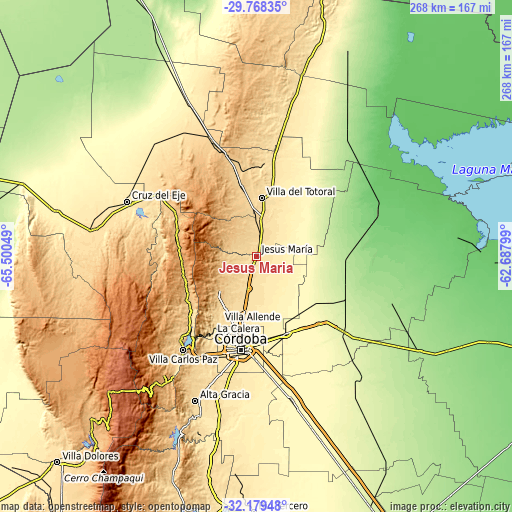 Topographic map of Jesús María