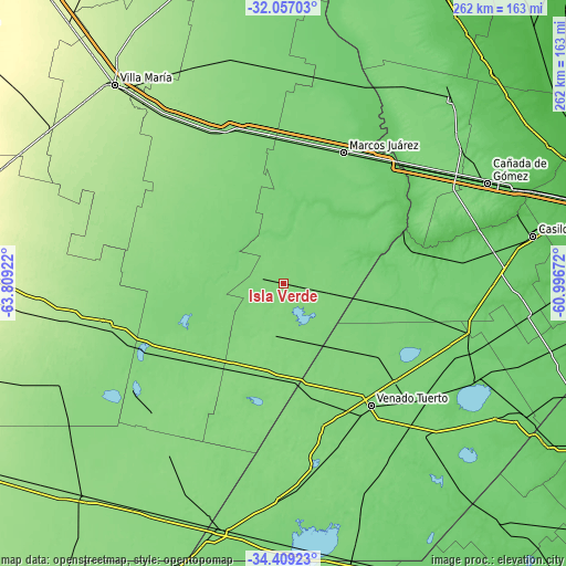 Topographic map of Isla Verde