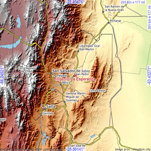Topographic map of Ingenio La Esperanza
