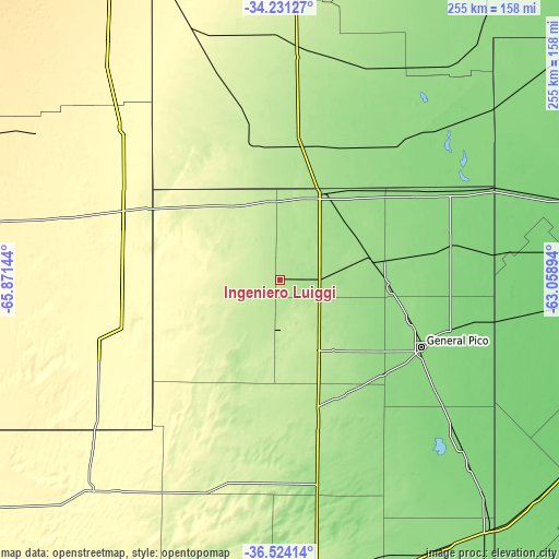 Topographic map of Ingeniero Luiggi