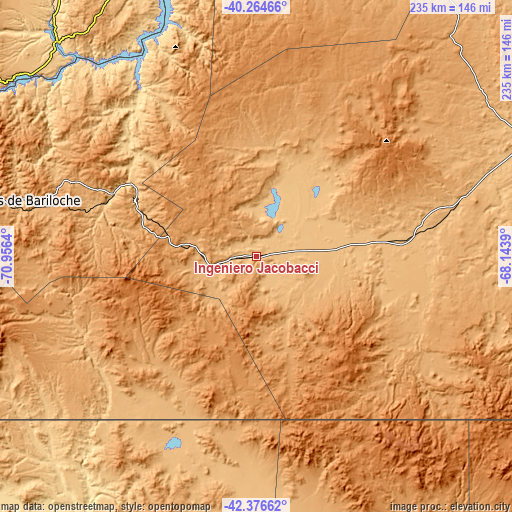 Topographic map of Ingeniero Jacobacci