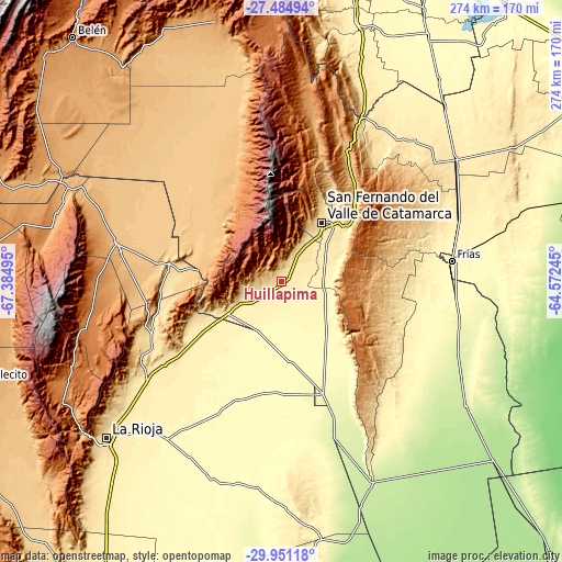 Topographic map of Huillapima