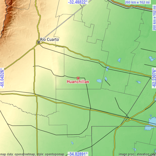 Topographic map of Huanchillas