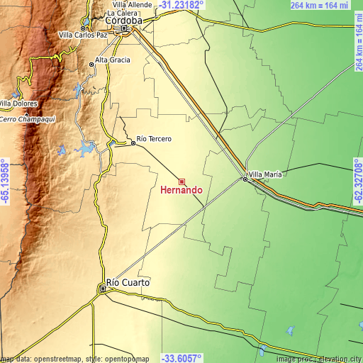 Topographic map of Hernando