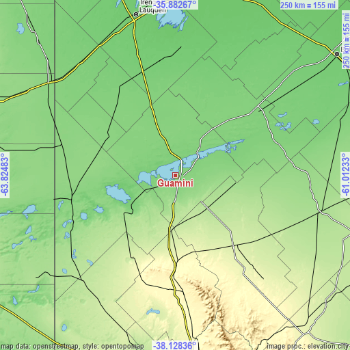 Topographic map of Guaminí